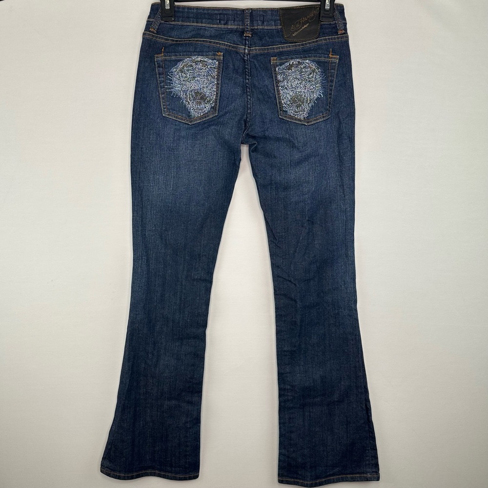 Ed Hardy Tiger bling blue jeans